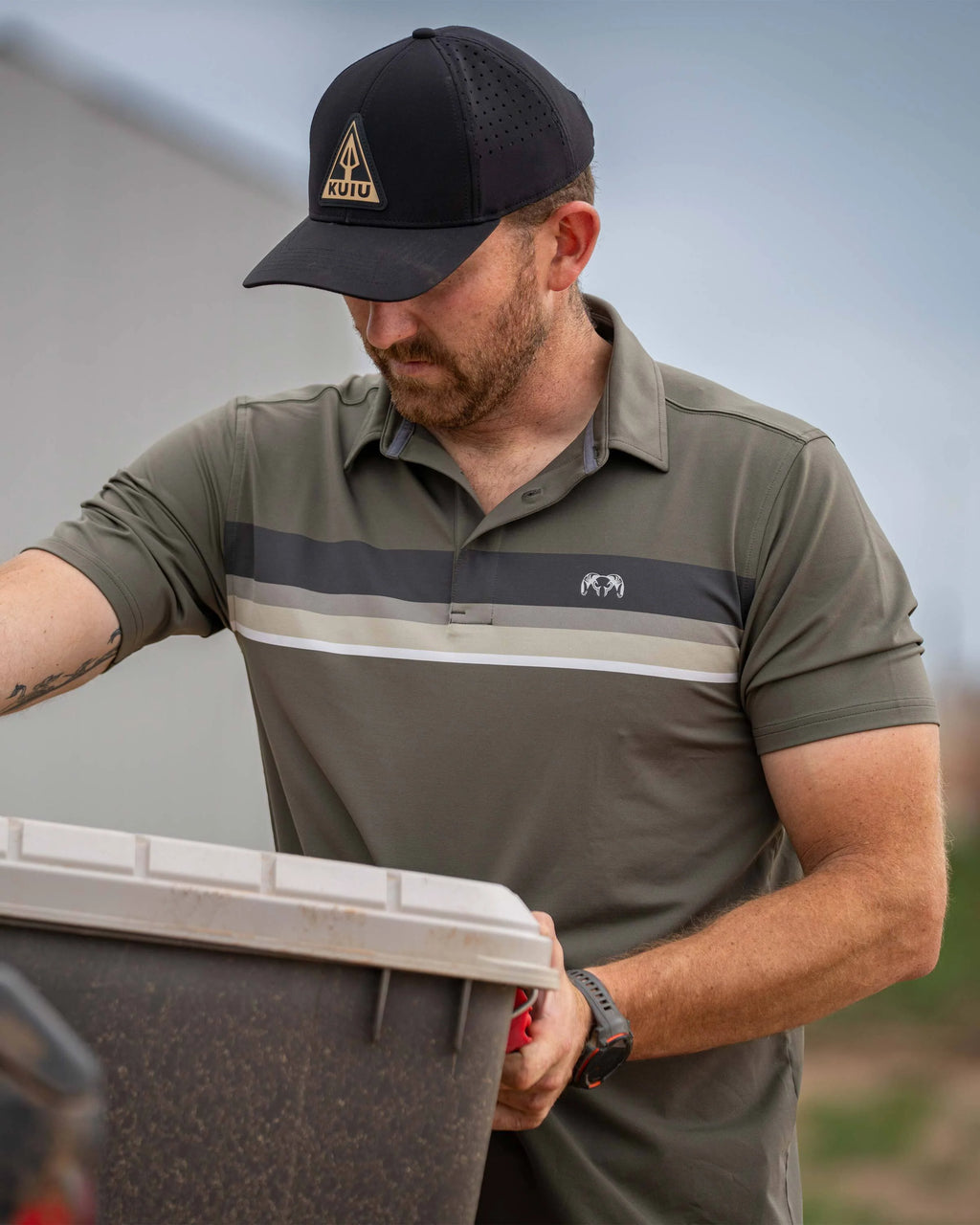 KUIU Performance Polo Stripe | Ash Chest Stripe