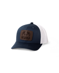 Youth Leather Patch Mesh Back Hat | Navy/White
