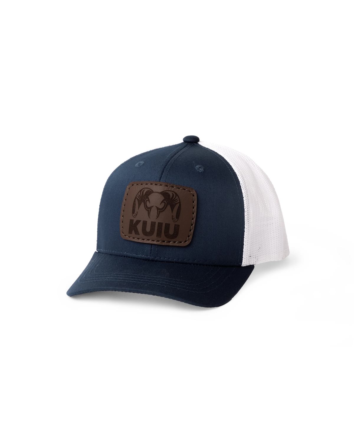 Youth Leather Patch Mesh Back Hat | Navy/White